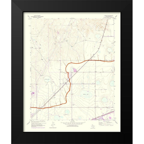 Mayer Texas Quad - USGS 1975 Black Modern Wood Framed Art Print by USGS