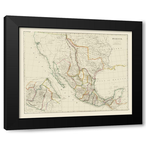 Early Texas - Mexico - Arrowsmith 1844 Black Modern Wood Framed Art Print with Double Matting by Arrowsmith