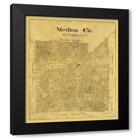 Medina County Texas - Rowe 1895  Black Modern Wood Framed Art Print with Double Matting by Rowe