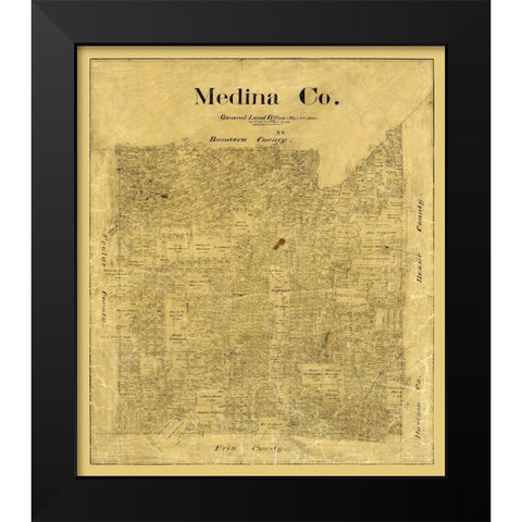 Medina County Texas - Rowe 1895  Black Modern Wood Framed Art Print by Rowe