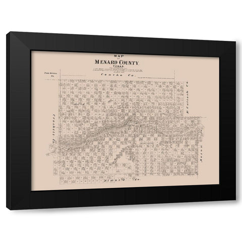 Menard County Texas - Walsh 1879  Black Modern Wood Framed Art Print with Double Matting by Walsh