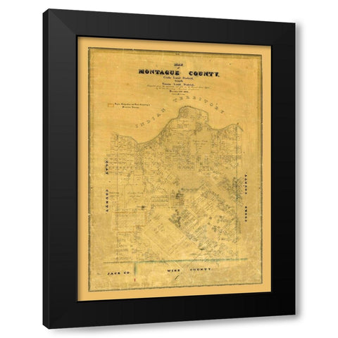 Montague County Texas - Rosenberg 1858  Black Modern Wood Framed Art Print with Double Matting by Rosenberg