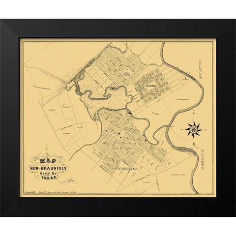 New Braunfels Texas Landowner - Groos 1868 Black Modern Wood Framed Art Print by Groos