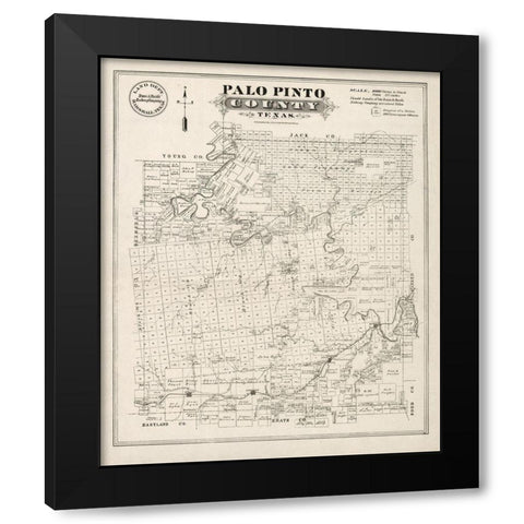 Palo Pinto County Texas - Gast 1880  Black Modern Wood Framed Art Print by Gast