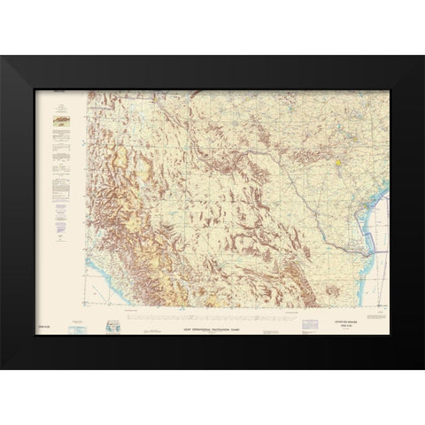 Lower Rio Grande New Mexico Texas Aeronautical Sht Black Modern Wood Framed Art Print by USAF