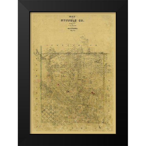 Runnels County Texas - Brown 1867  Black Modern Wood Framed Art Print by Brown