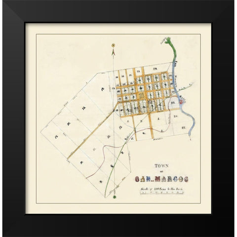 San Marcos Texas - Mason 1881 Black Modern Wood Framed Art Print by Mason
