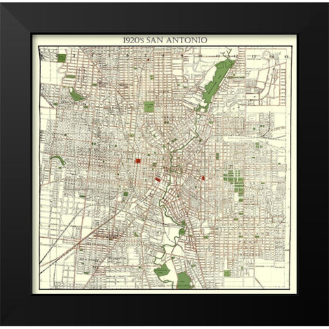 San Antonio Texas - Appler 1920 Black Modern Wood Framed Art Print by Appler