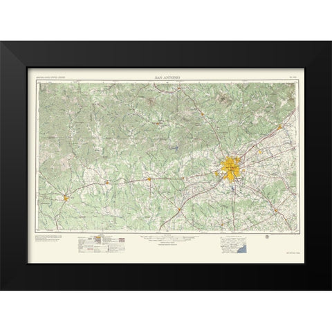 San Antonio Texas Quad - USGS 1957 Black Modern Wood Framed Art Print by USGS