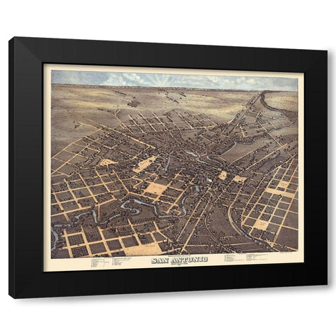 San Antonio Texas - Koch 1873  Black Modern Wood Framed Art Print with Double Matting by Koch
