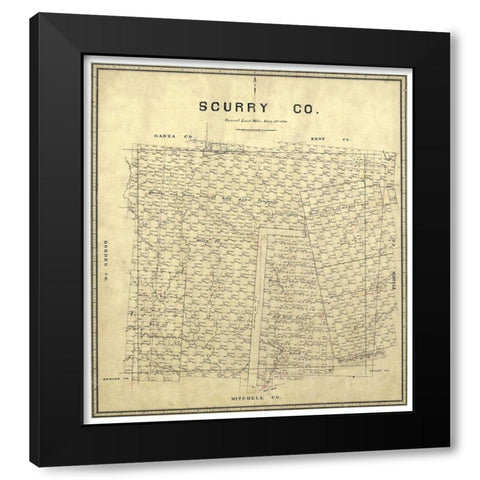 Scurry County Texas - Walsh 1880  Black Modern Wood Framed Art Print by Walsh