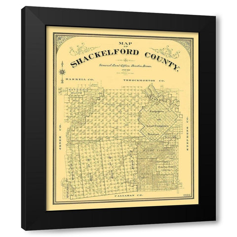 Shackelford County Texas - Duke 1901  Black Modern Wood Framed Art Print with Double Matting by Duke