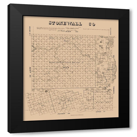 Stonewall County Texas - Walsh 1880  Black Modern Wood Framed Art Print by Walsh