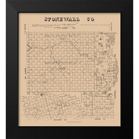 Stonewall County Texas - Walsh 1880  Black Modern Wood Framed Art Print by Walsh