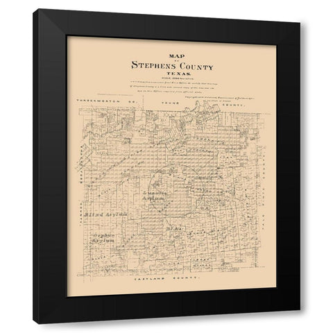 Stephens County Texas - Walsh 1879  Black Modern Wood Framed Art Print with Double Matting by Walsh