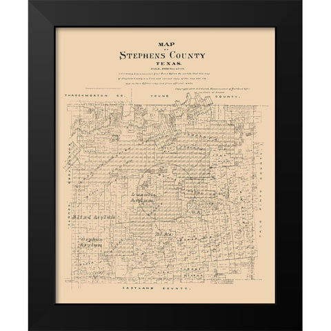 Stephens County Texas - Walsh 1879  Black Modern Wood Framed Art Print by Walsh