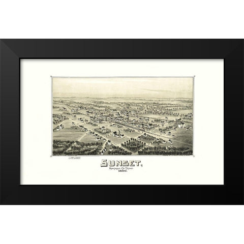 Sunset Texas - Fowler 1890 Black Modern Wood Framed Art Print by Fowler