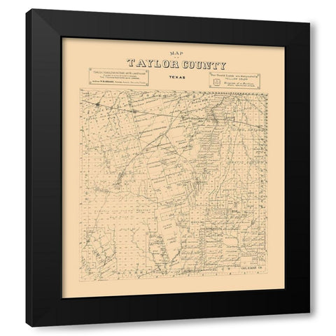 Taylor County Texas - Abrams 1890  Black Modern Wood Framed Art Print by Abrams