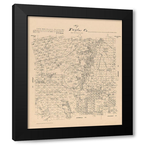 Taylor County Texas - Walsh 1879  Black Modern Wood Framed Art Print by Walsh