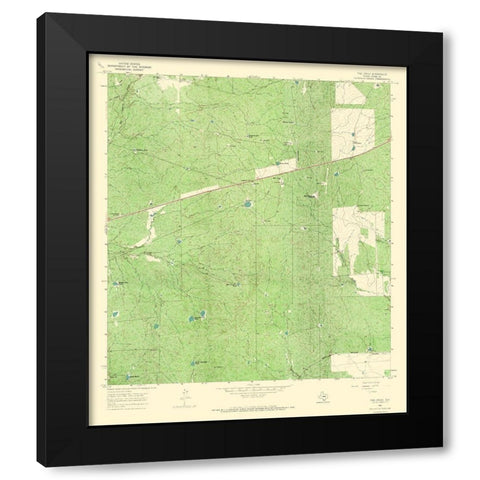 Tios Creek Texas Quad - USGS 1965 Black Modern Wood Framed Art Print with Double Matting by USGS