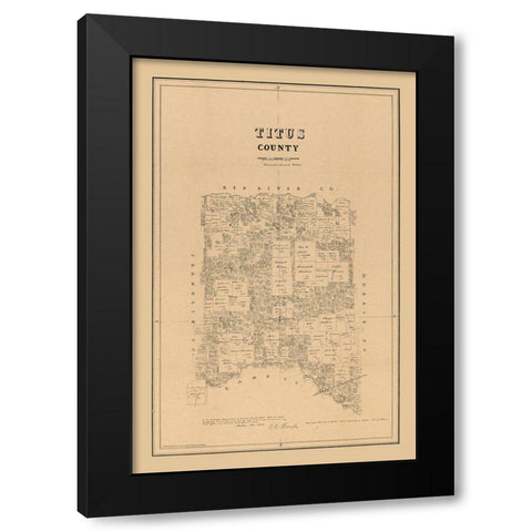 Titus County Texas - Walsh 1880  Black Modern Wood Framed Art Print by Walsh
