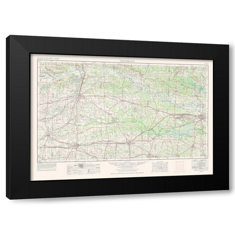 Texarkana Texas Quad - USGS 1953 Black Modern Wood Framed Art Print with Double Matting by USGS