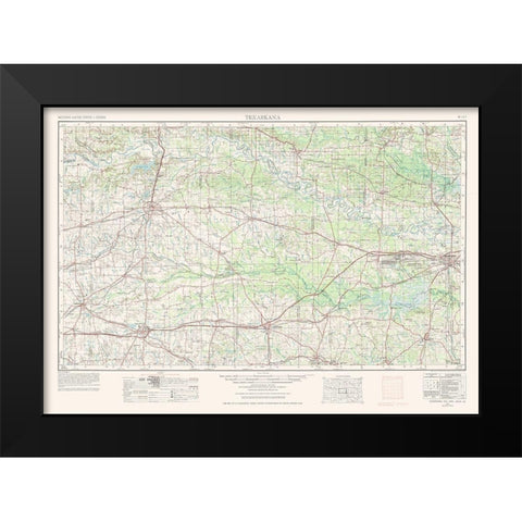 Texarkana Texas Quad - USGS 1953 Black Modern Wood Framed Art Print by USGS