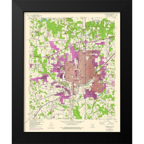 Texarkana Texas Quad - USGS 1954 Black Modern Wood Framed Art Print by USGS