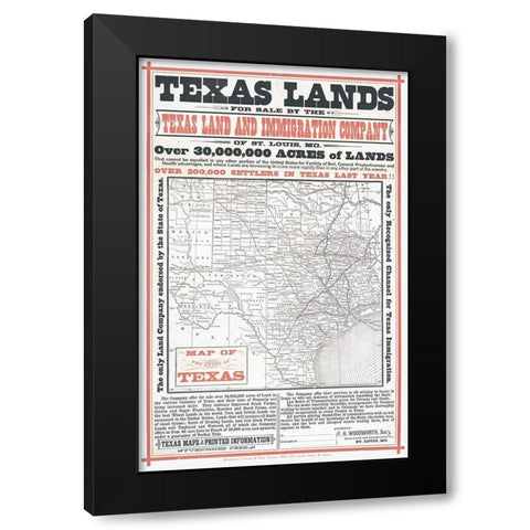 Texas Lands Sale - Woodworth  Black Modern Wood Framed Art Print by Woodward