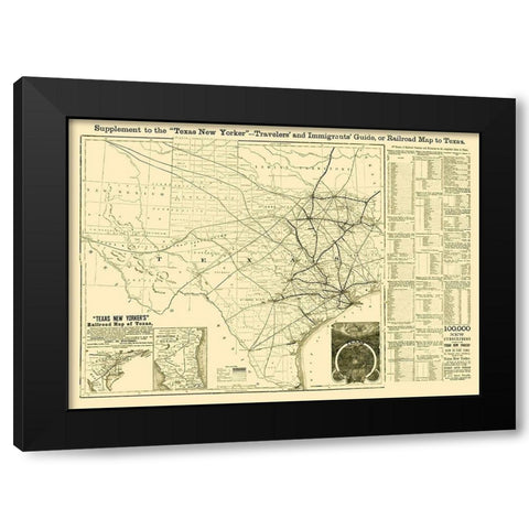 Texas Railroad Guide - Sweet 1874  Black Modern Wood Framed Art Print by Sweet