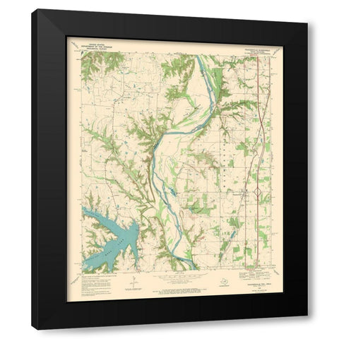 Thackerville Texas Oklahoma Quad - USGS 1968 Black Modern Wood Framed Art Print with Double Matting by USGS