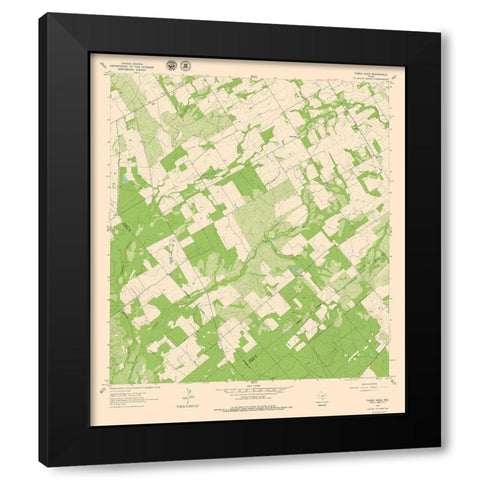 Three Oaks Texas Quad - USGS 1961 Black Modern Wood Framed Art Print by USGS