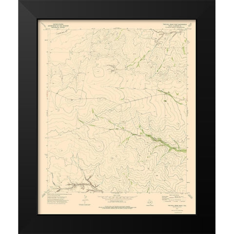 Two Mill Draw West Texas Quad - USGS 1973 Black Modern Wood Framed Art Print by USGS