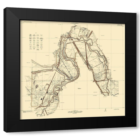 Trinity River Texas Sheet - USGS 1915 Black Modern Wood Framed Art Print with Double Matting by USGS