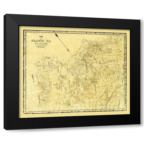 Travis County Texas - Rosenberg 1861  Black Modern Wood Framed Art Print with Double Matting by Rosenberg