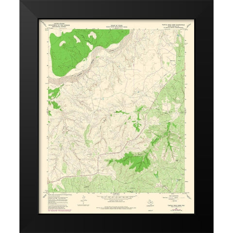 Turtle Hole Creek Texas Quad - USGS 1967 Black Modern Wood Framed Art Print by USGS