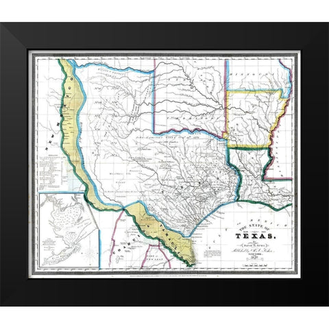 Texas - David Burr 1845 Black Modern Wood Framed Art Print by David Burr