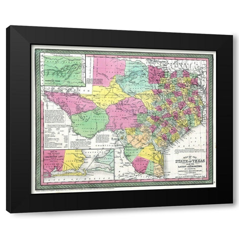 Texas - Young 1850 Black Modern Wood Framed Art Print with Double Matting by Young