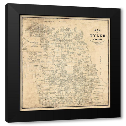 Tyler County Texas - Rowe 1897  Black Modern Wood Framed Art Print with Double Matting by Rowe