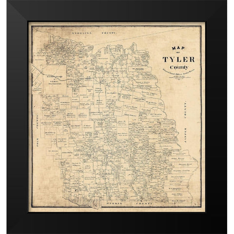 Tyler County Texas - Rowe 1897  Black Modern Wood Framed Art Print by Rowe