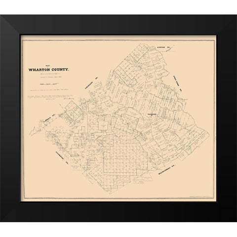 Wharton County Texas - Walsh 1880  Black Modern Wood Framed Art Print by Walsh