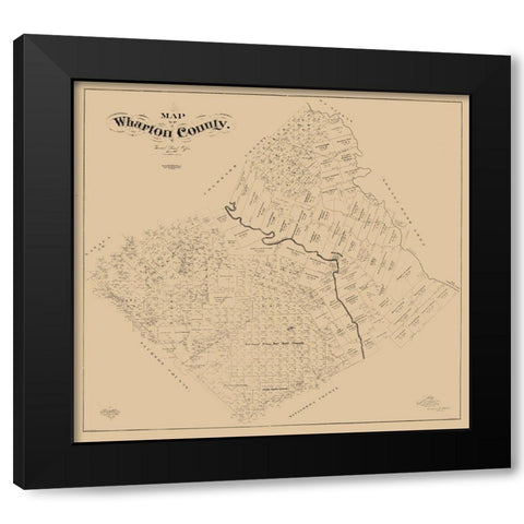 Wharton County Texas - Baker 1895  Black Modern Wood Framed Art Print with Double Matting by Baker