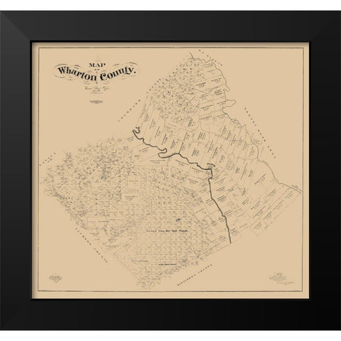 Wharton County Texas - Baker 1895  Black Modern Wood Framed Art Print by Baker