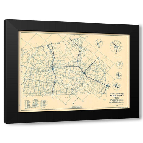 Wilson Texas - Highway Dept 1936 Black Modern Wood Framed Art Print with Double Matting by Highway Dept