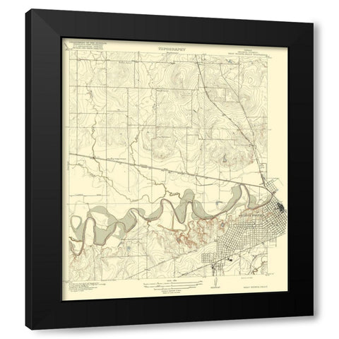 Wichita Falls West Texas Quad - USGS 1918 Black Modern Wood Framed Art Print with Double Matting by USGS