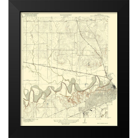 Wichita Falls West Texas Quad - USGS 1918 Black Modern Wood Framed Art Print by USGS