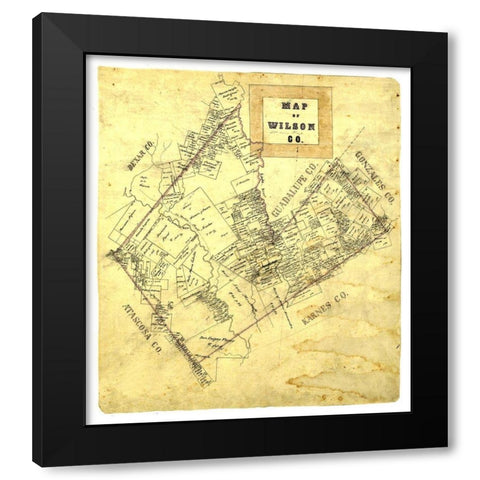 Wilson County Texas -1840 Black Modern Wood Framed Art Print with Double Matting by Unknown
