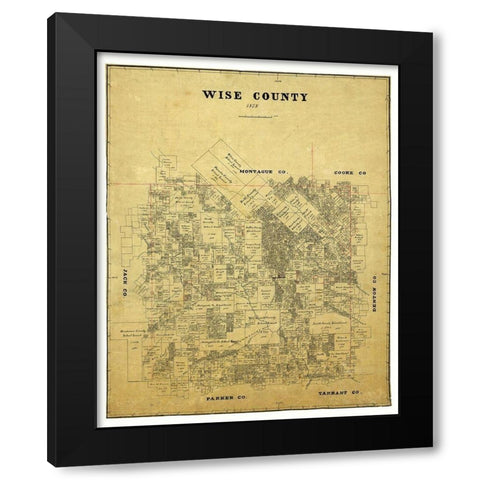 Wise County Texas -1878 Black Modern Wood Framed Art Print with Double Matting by Unknown