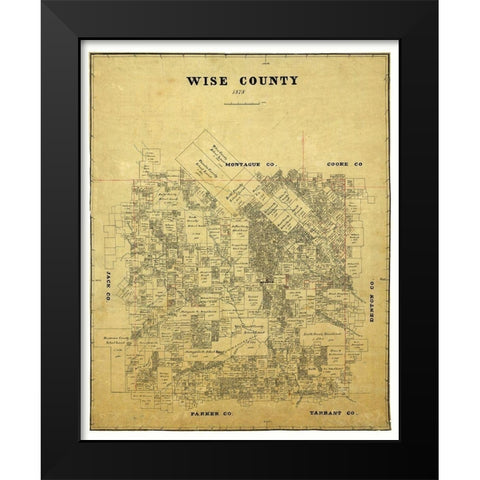 Wise County Texas -1878 Black Modern Wood Framed Art Print by Unknown