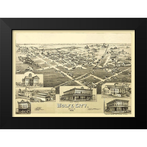 Wolfe City Texas - Fowler 1891 Black Modern Wood Framed Art Print by Fowler
